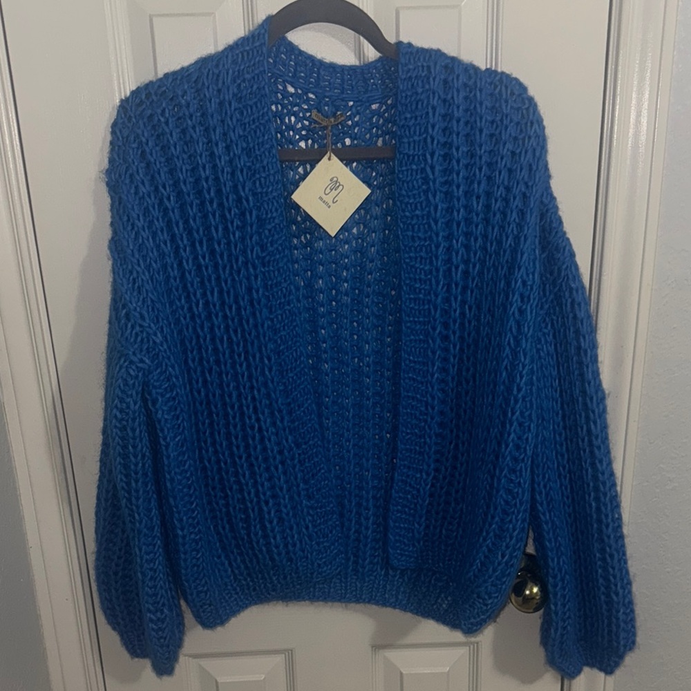 Matta Blue Cable-Knit Cardigan Sweater. Size M/L